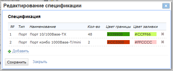 Добавление нового элемента в спецификацию позиции